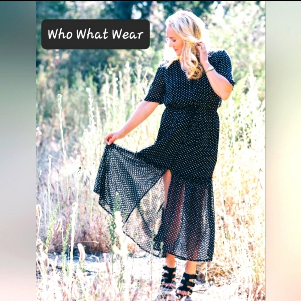 Who What Wear | Polka Dot Smocked Tiered Midi Dress | Midi Dress | Maxi Dress